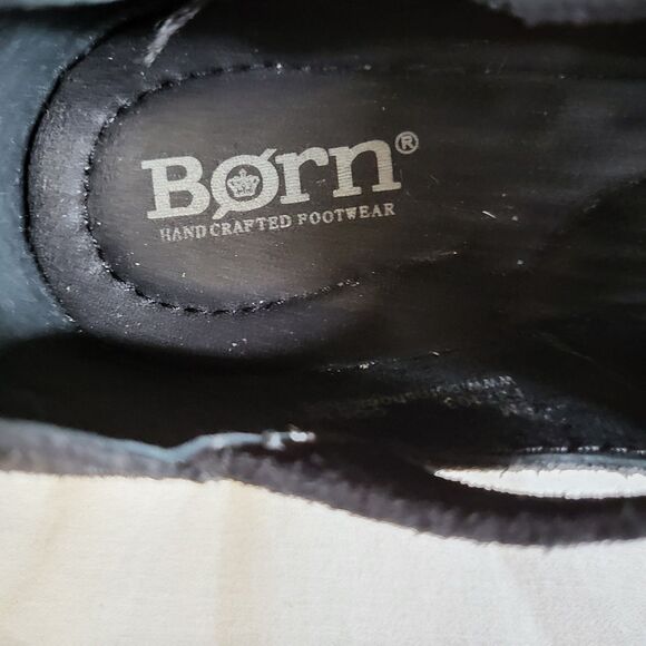 BORN Shoes Womens 8 Nanna Ankle Booties Black Leather Distressed Perforated - Picture 8 of 9